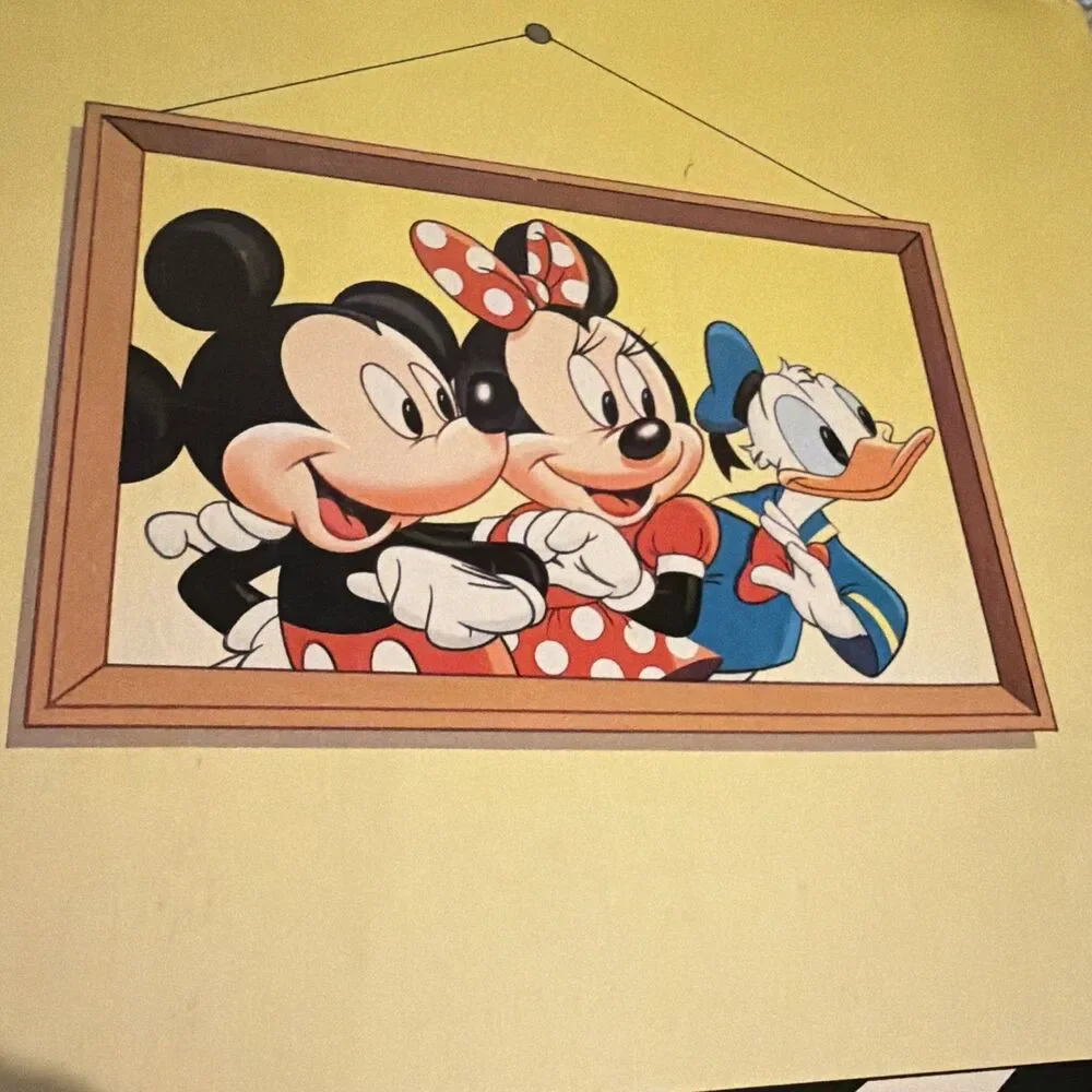Disney 3-Ring Plastic Binder w/ Page Sleeves Mickey Minnie Donald Goofy Yellow